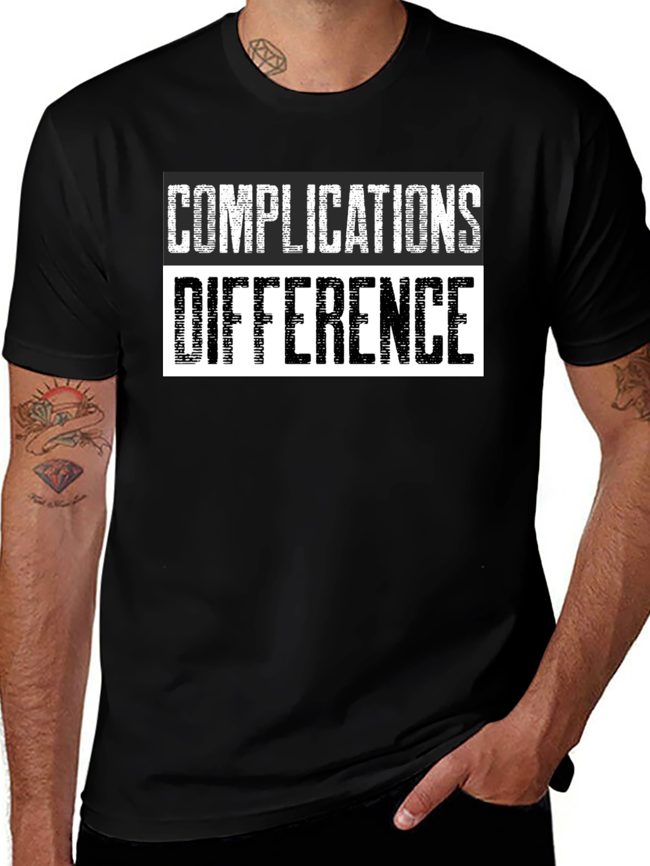 Variant 9 of Complications Difference Graphic Tee - Black Cotton T-Shirt