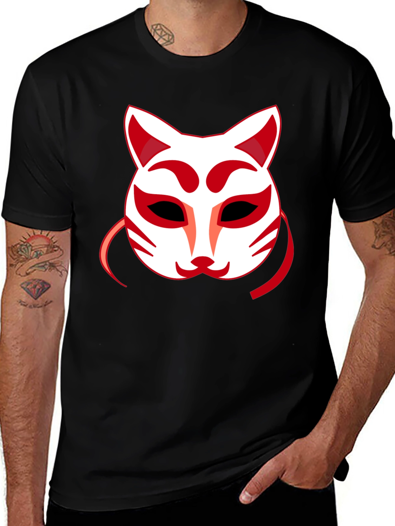 Fox Mask Graphic Tee - Unique Anime Style Shirt