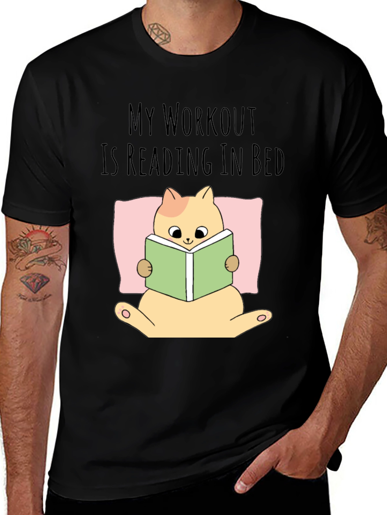 Variant 7 of Reading Cat T-Shirt - My Workout Is Reading In Bed