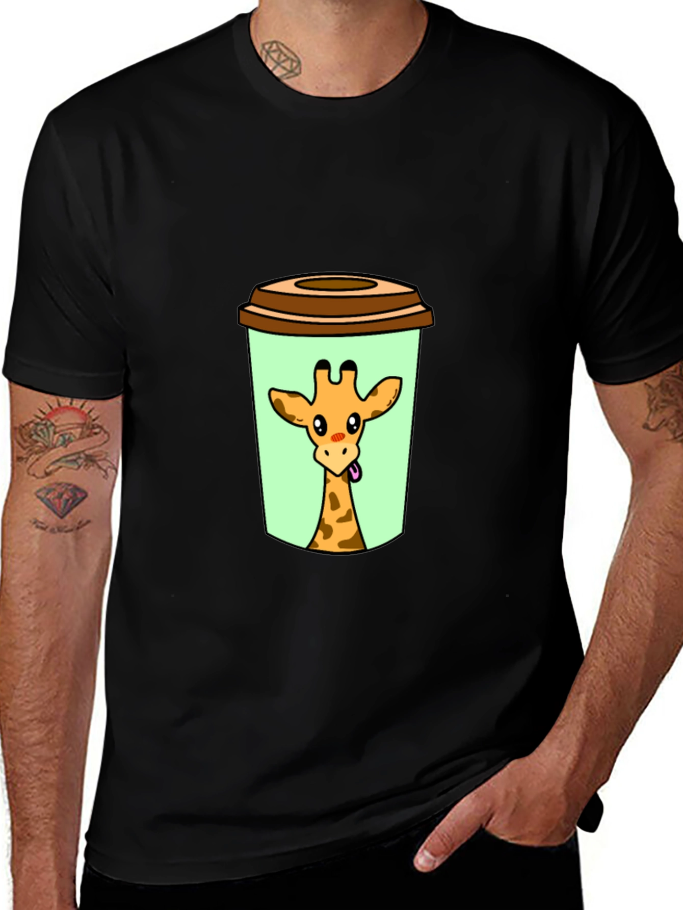 Variant 15 of Giraffe in Cup Graphic Tee - Novelty Animal Shirt