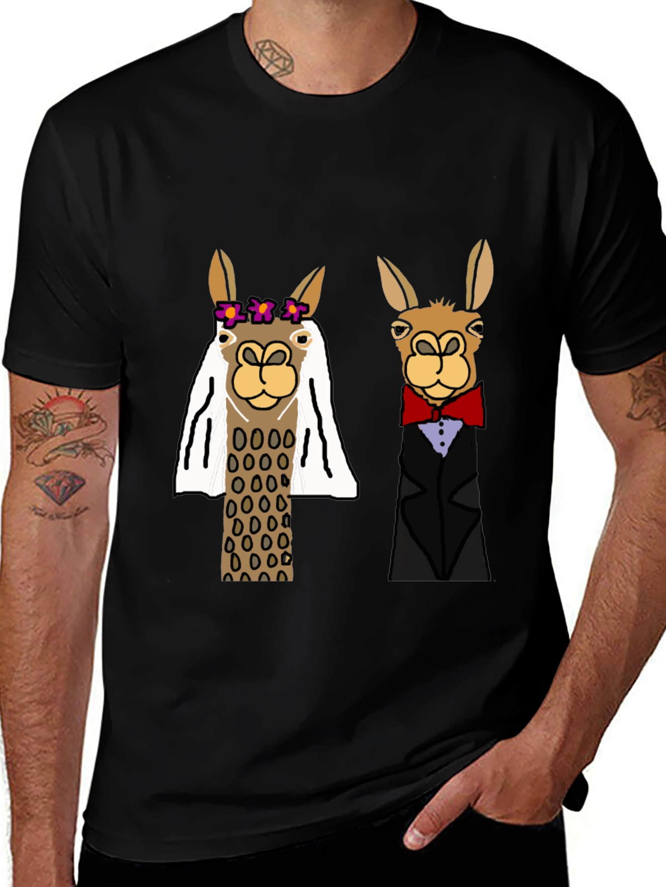 Variant 27 of Llama Wedding Graphic Tee - Quirky Unisex T-Shirt