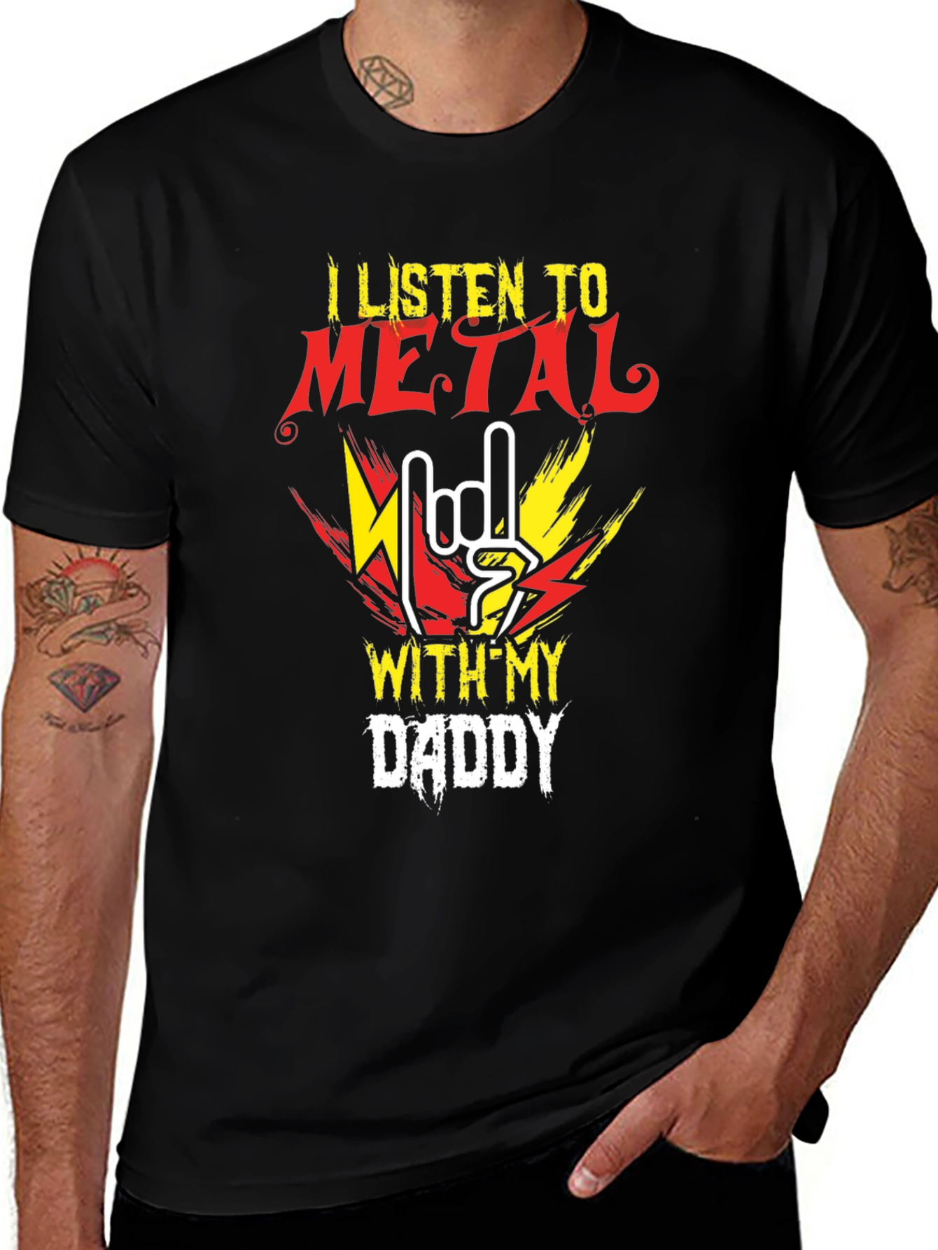 Variant 9 of Metal Music Lover T-Shirt - I Listen To Metal With My Daddy
