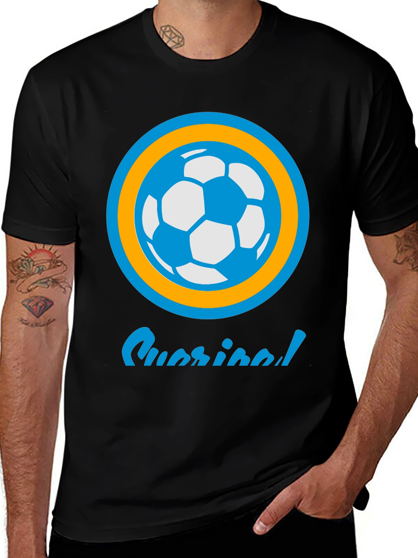 Variant 10 of Soccer Ball Graphic Tee - Casual Black T-Shirt