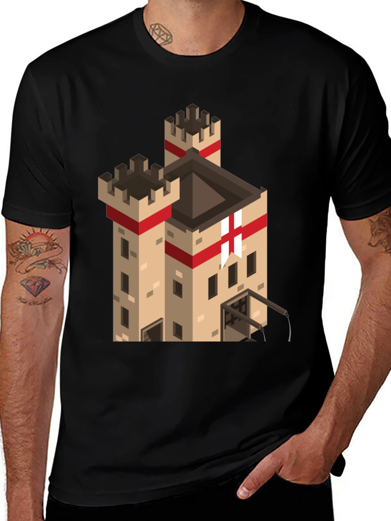 Variant 5 of Minecraft Castle T-Shirt - Black, Gaming Tee