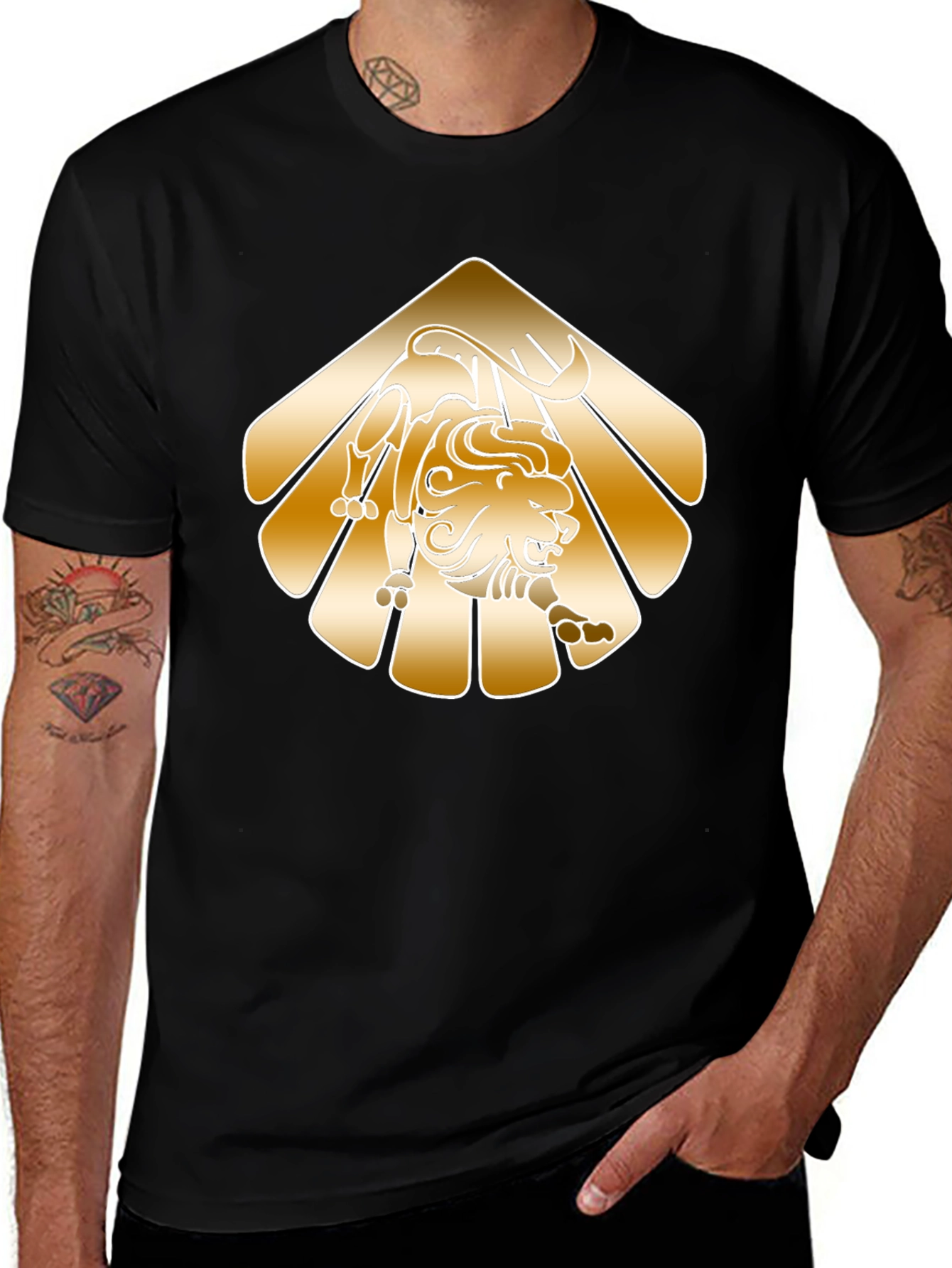 Variant 13 of Golden Lion Graphic Black T-Shirt