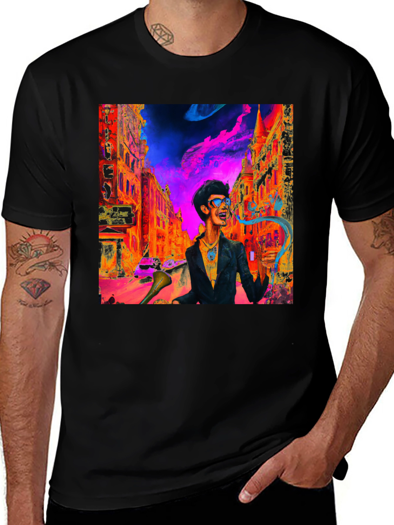 Variant 26 of Funky Cityscape Graphic Tee - Vibrant Art Print