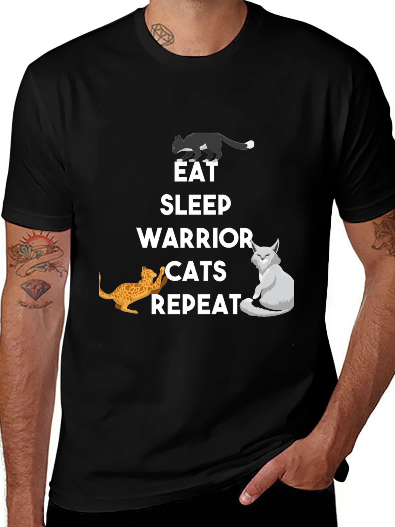 Variant 5 of Eat Sleep Warrior Cats Repeat T-Shirt