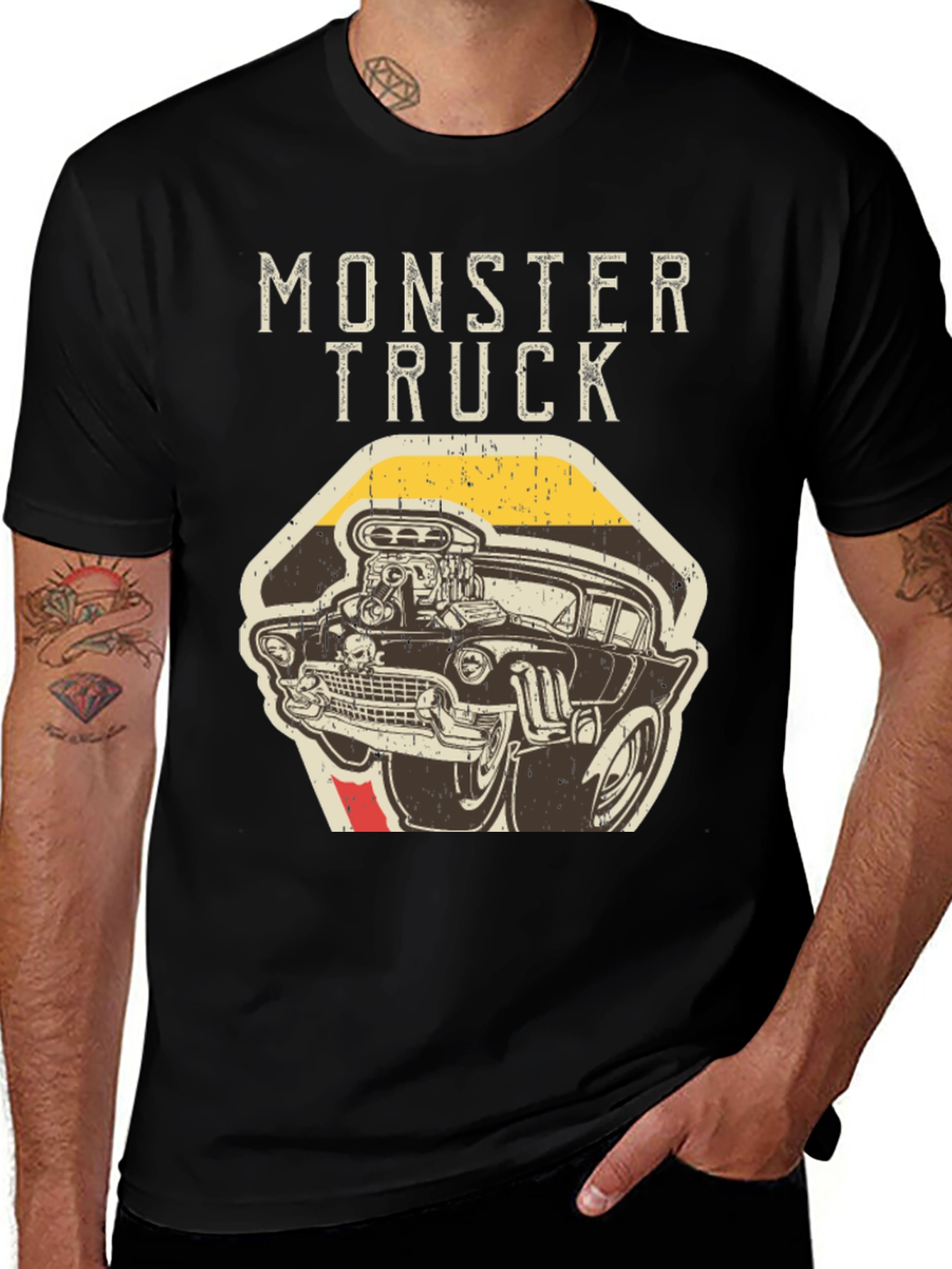 Variant 4 of Monster Truck Graphic Tee - Black Cotton Blend