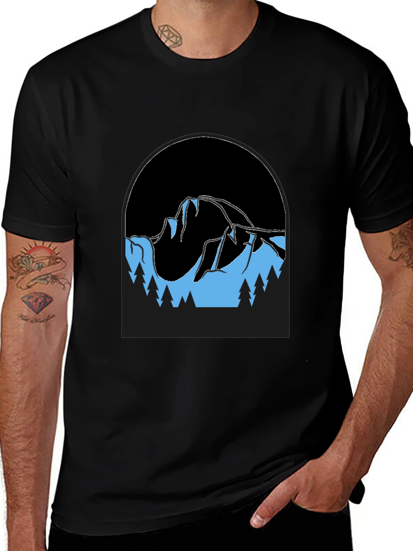 Variant 19 of Mountain Scene Black T-Shirt