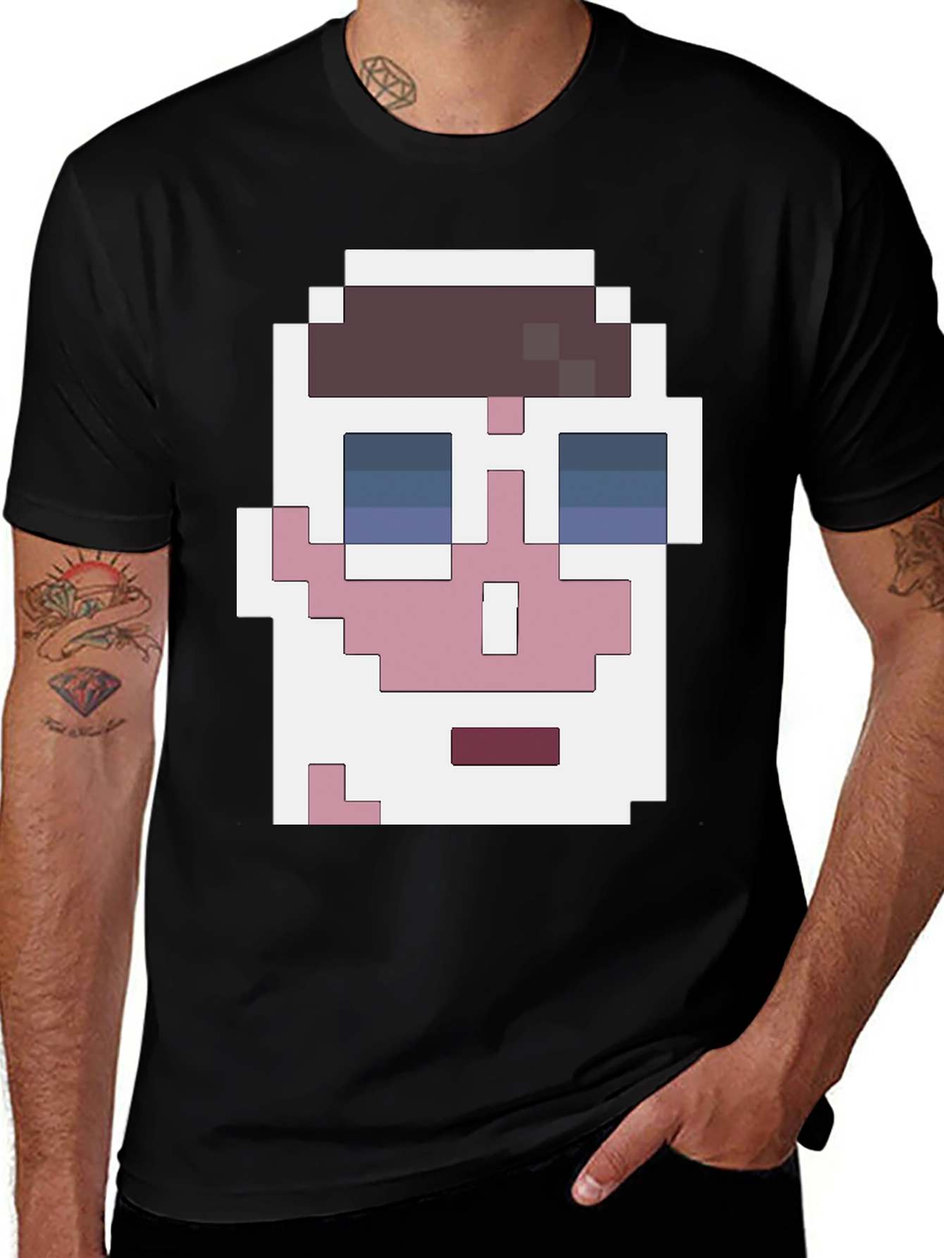 Variant 23 of Pixelated Face Graphic T-Shirt - Cool Retro Style