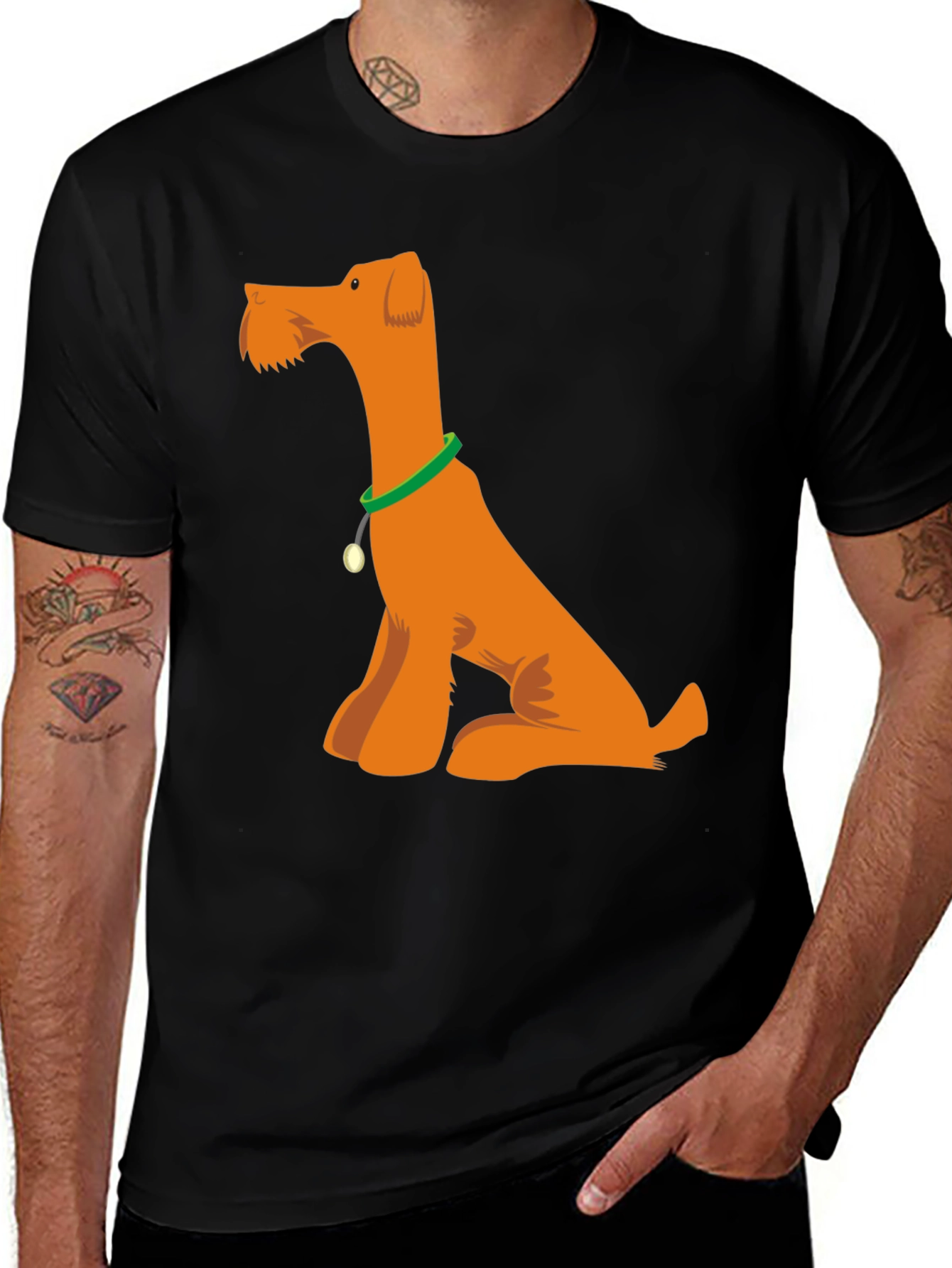 Variant 4 of Dog Cartoon Graphic Black T-Shirt
