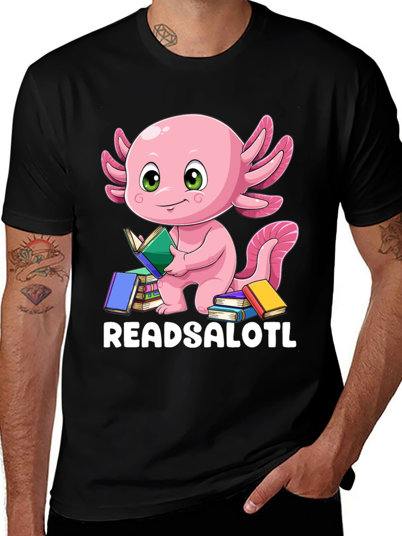 Variant 5 of ReadsALOTL Axolotl T-Shirt Book Lover