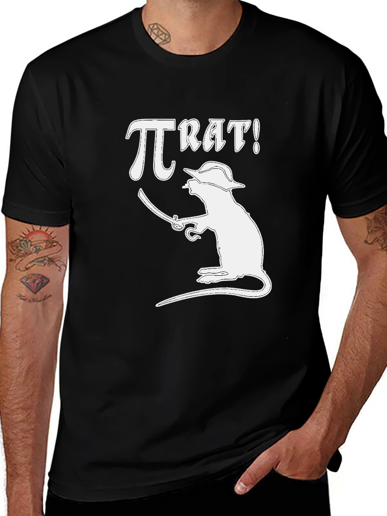 Variant 19 of Pi Rat T-Shirt - Black Cotton Tee