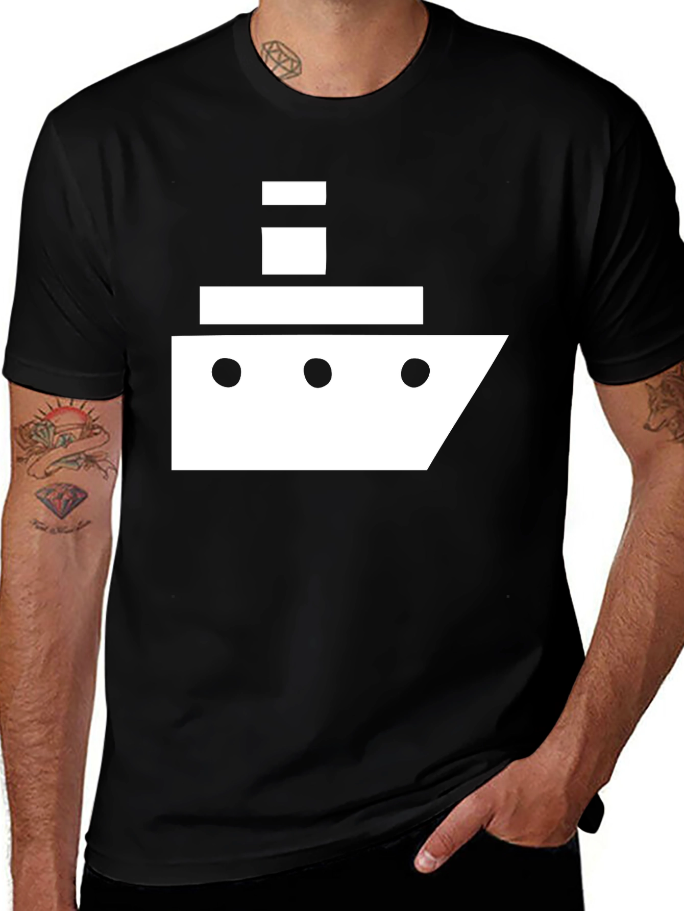 Variant 17 of Nautical Tee: Minimalist Ship Graphic