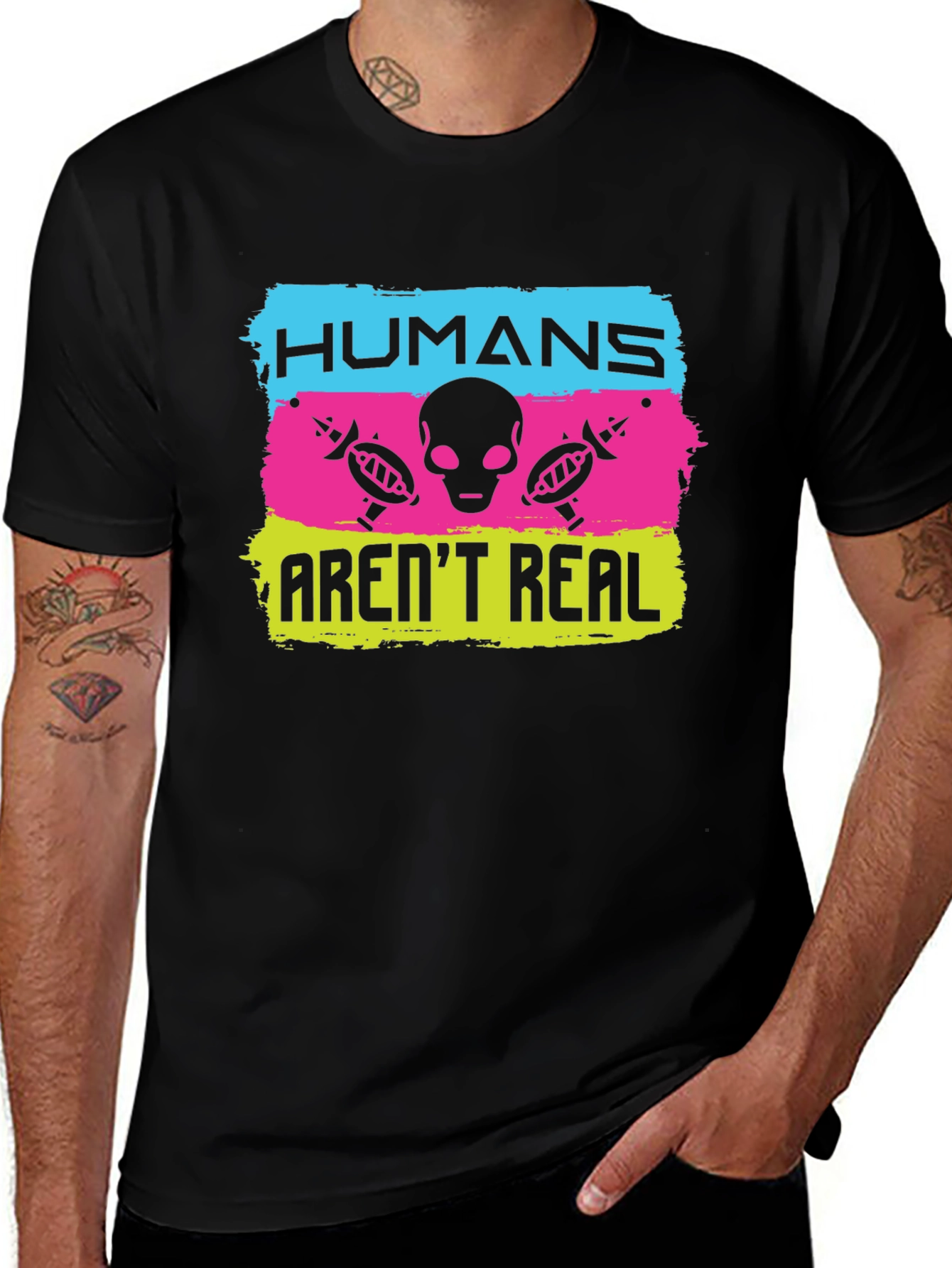 Variant 17 of Humans Aren't Real Alien Graphic T-Shirt