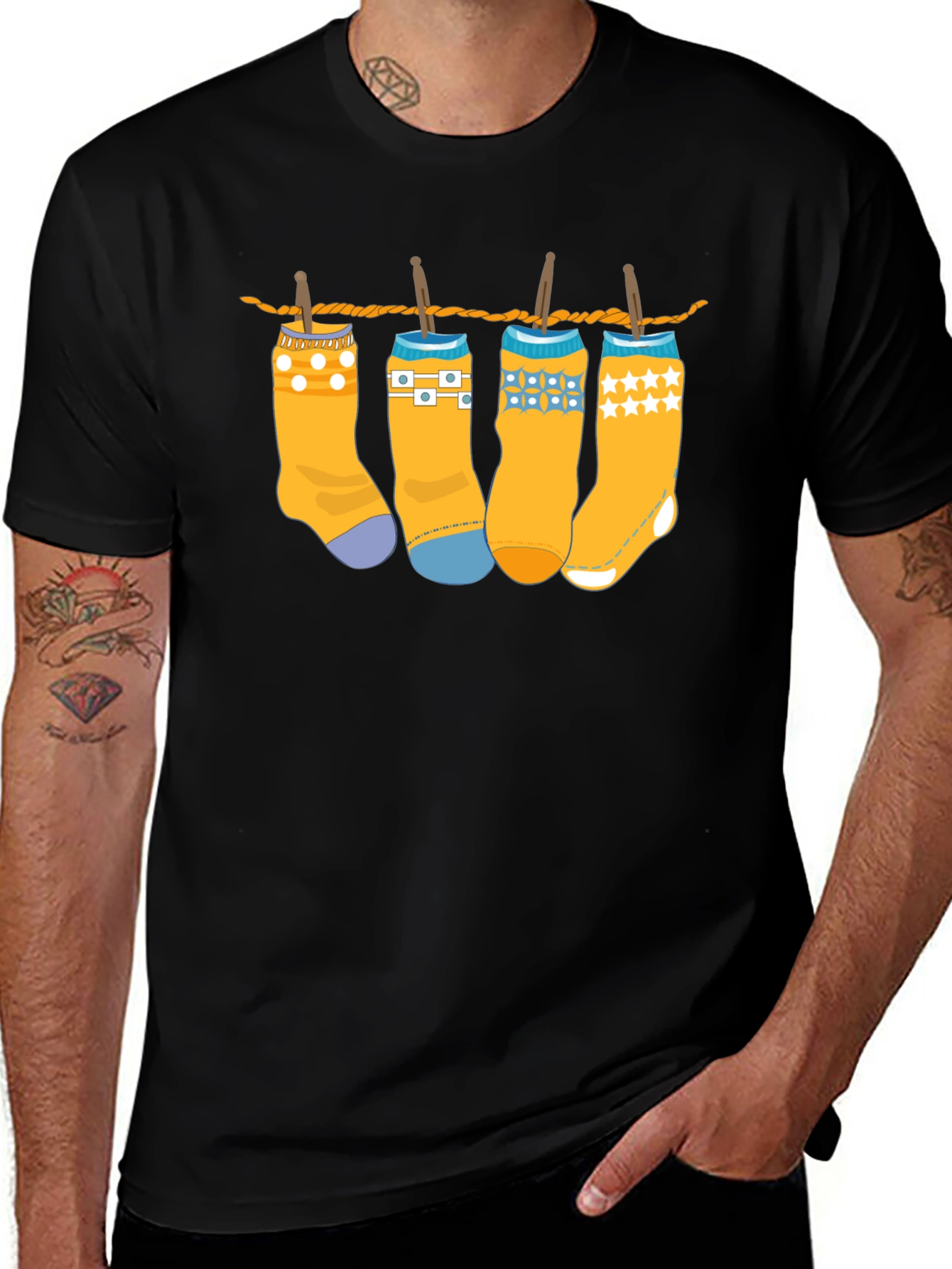 Variant 8 of Novelty Socks on Clothesline Graphic Tee - Unisex