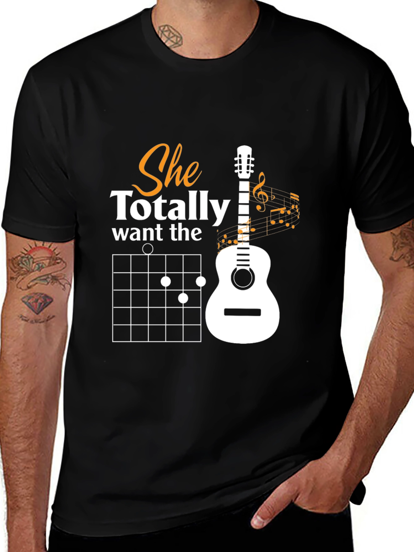 Variant 5 of She Totally Want the Guitar T-Shirt - Music Lover Tee