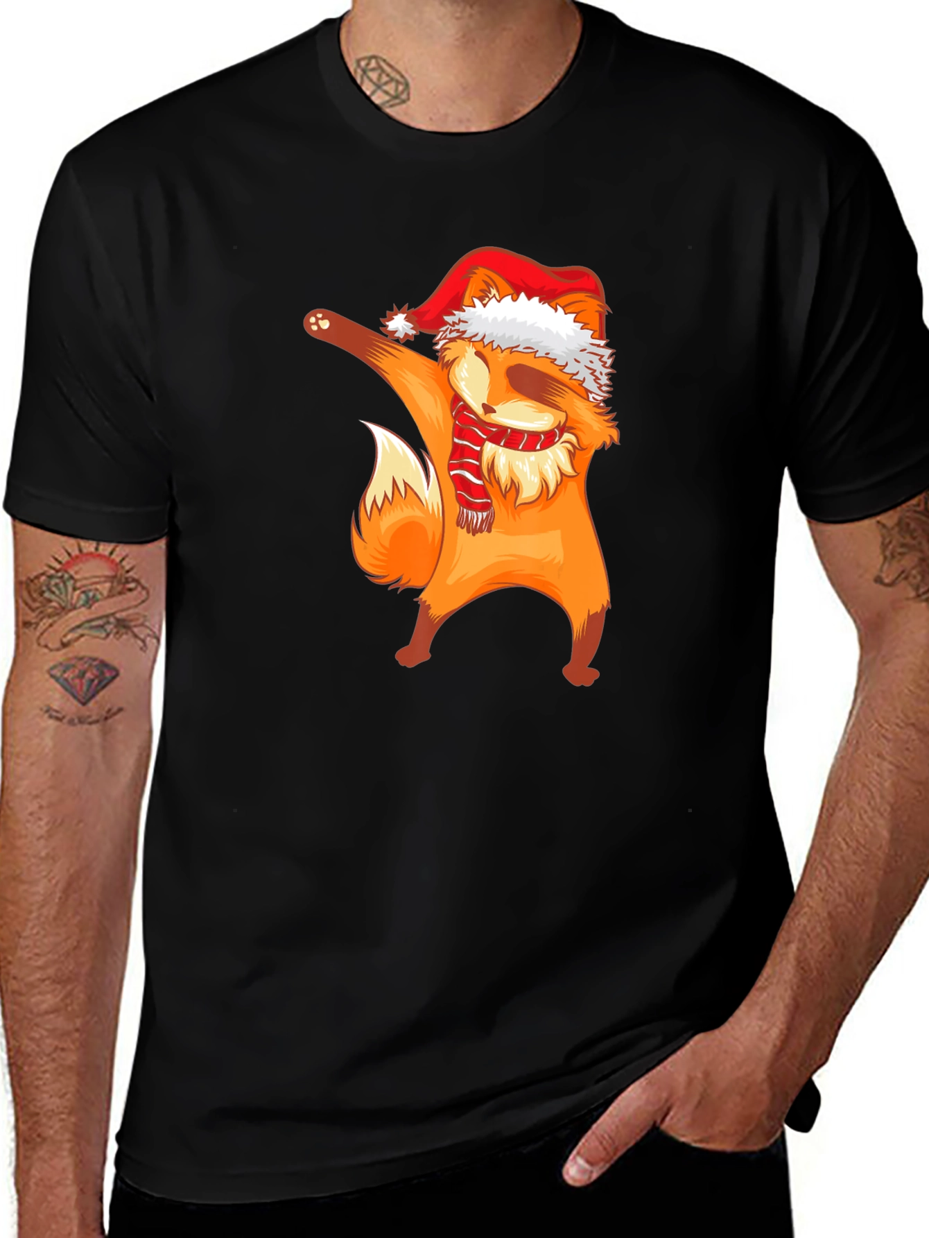 Variant 30 of Dabbing Fox Christmas Graphic T-Shirt