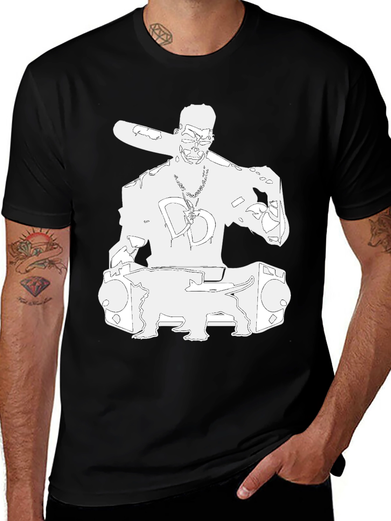 Variant 9 of Black T-Shirt with White Graphic