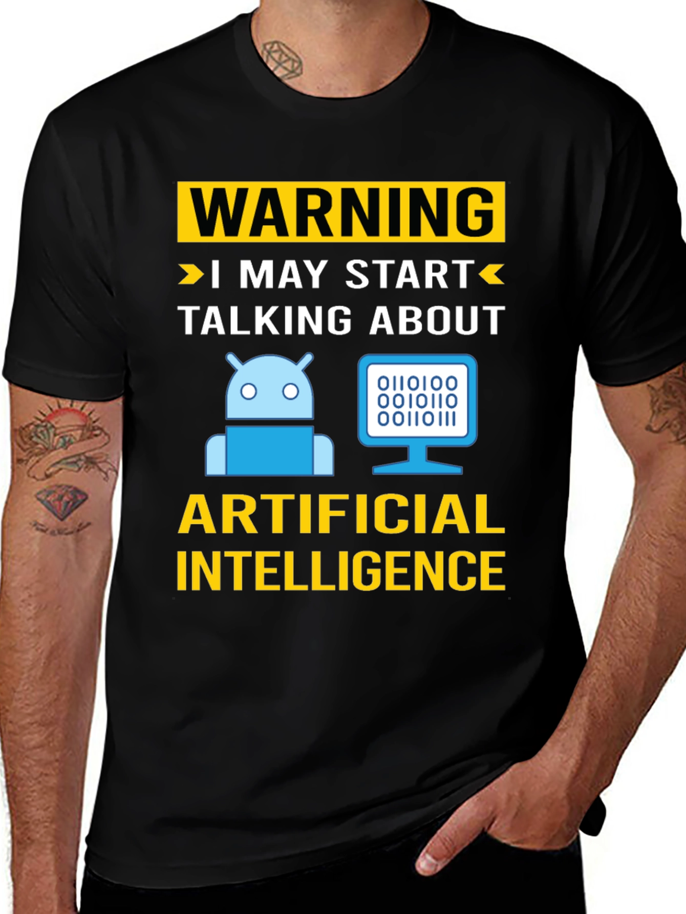 Variant 8 of Warning AI Humor T-Shirt