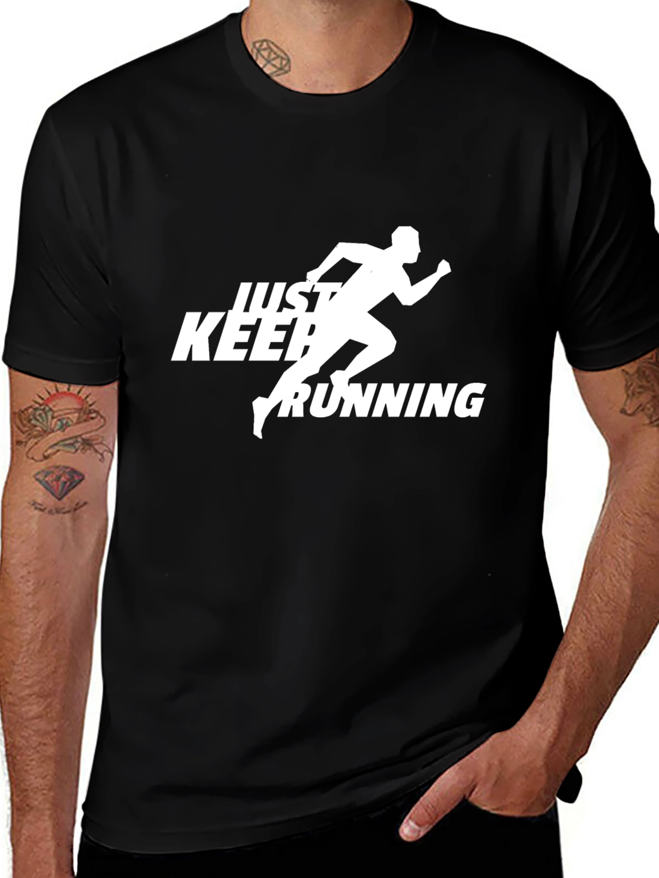Variant 19 of Just Keep Running Black T-Shirt