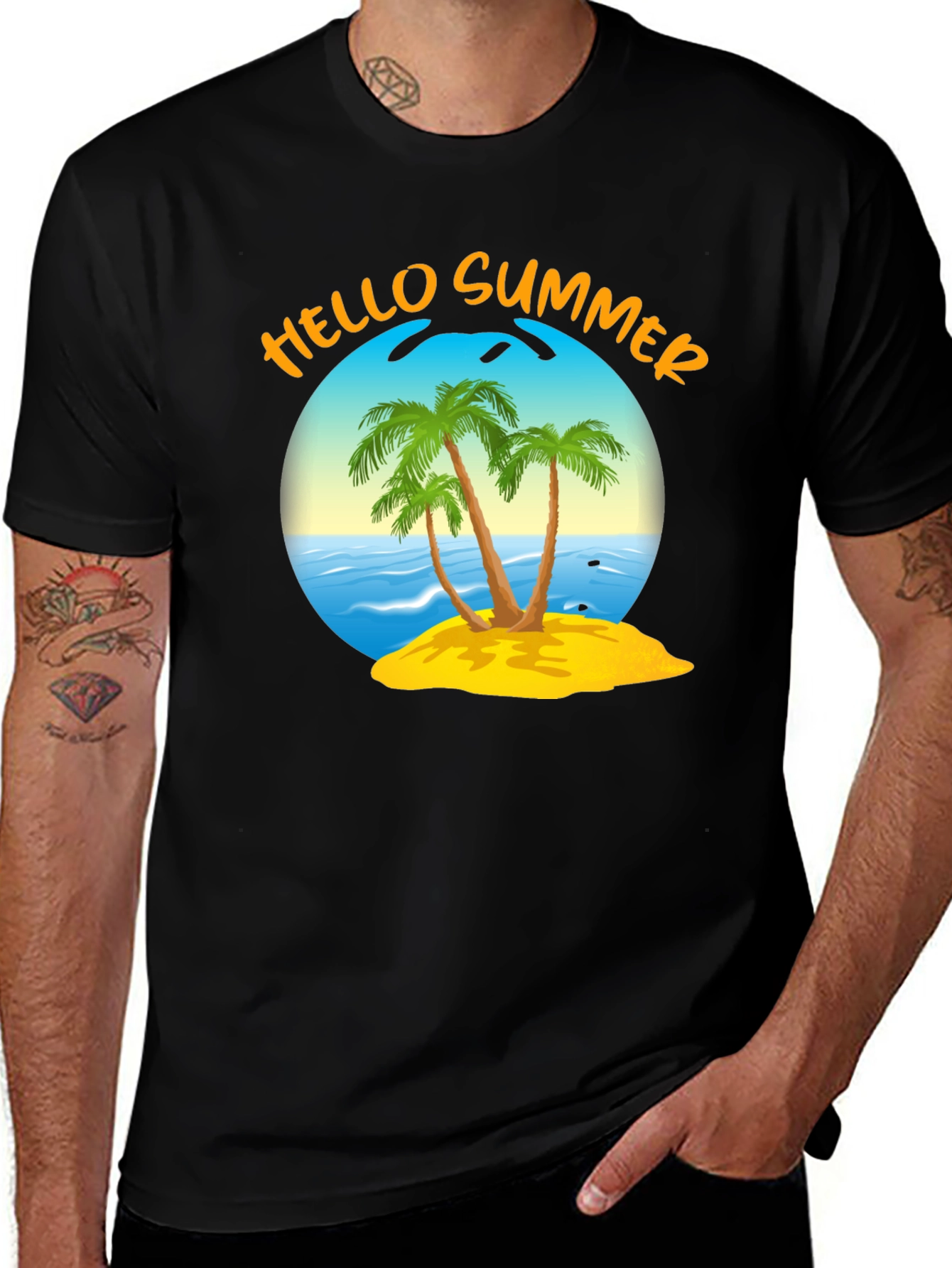 Black Hello Summer Graphic T-Shirt main image