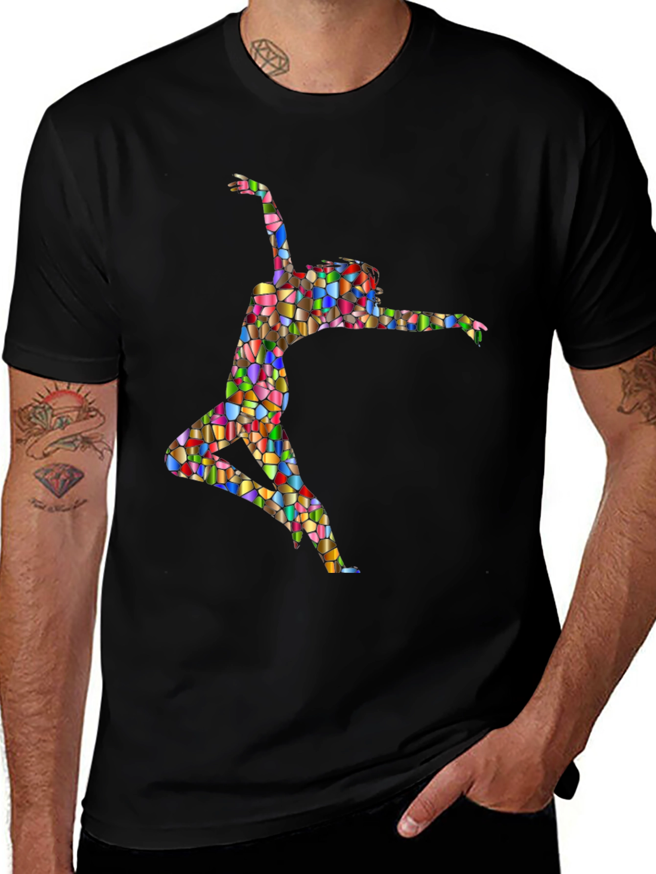 Variant 2 of Stained Glass Dancer Graphic Black Tee