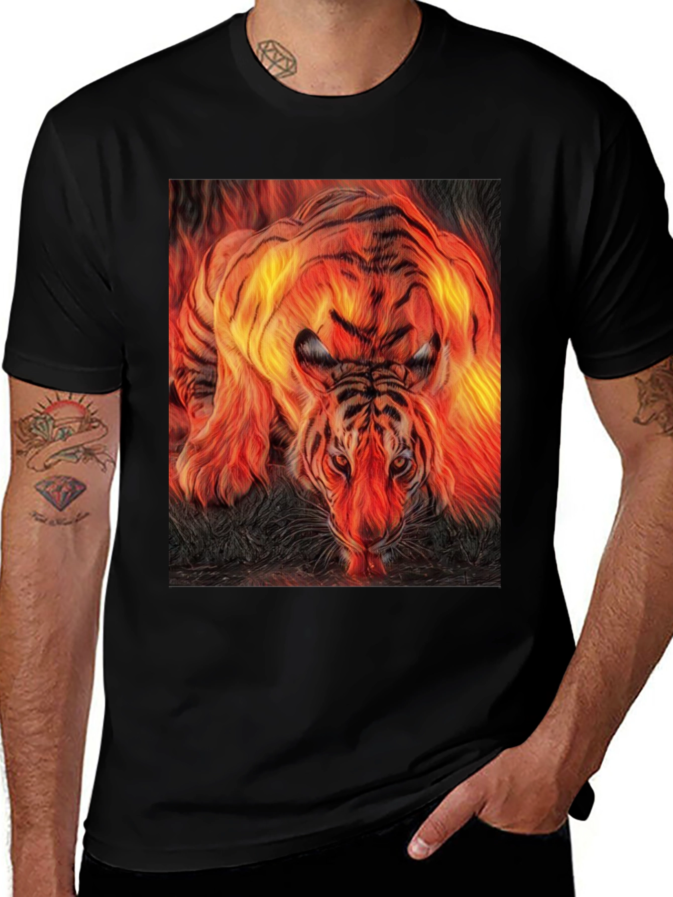 Variant 24 of Fiery Tiger Graphic Tee - Bold Statement Shirt