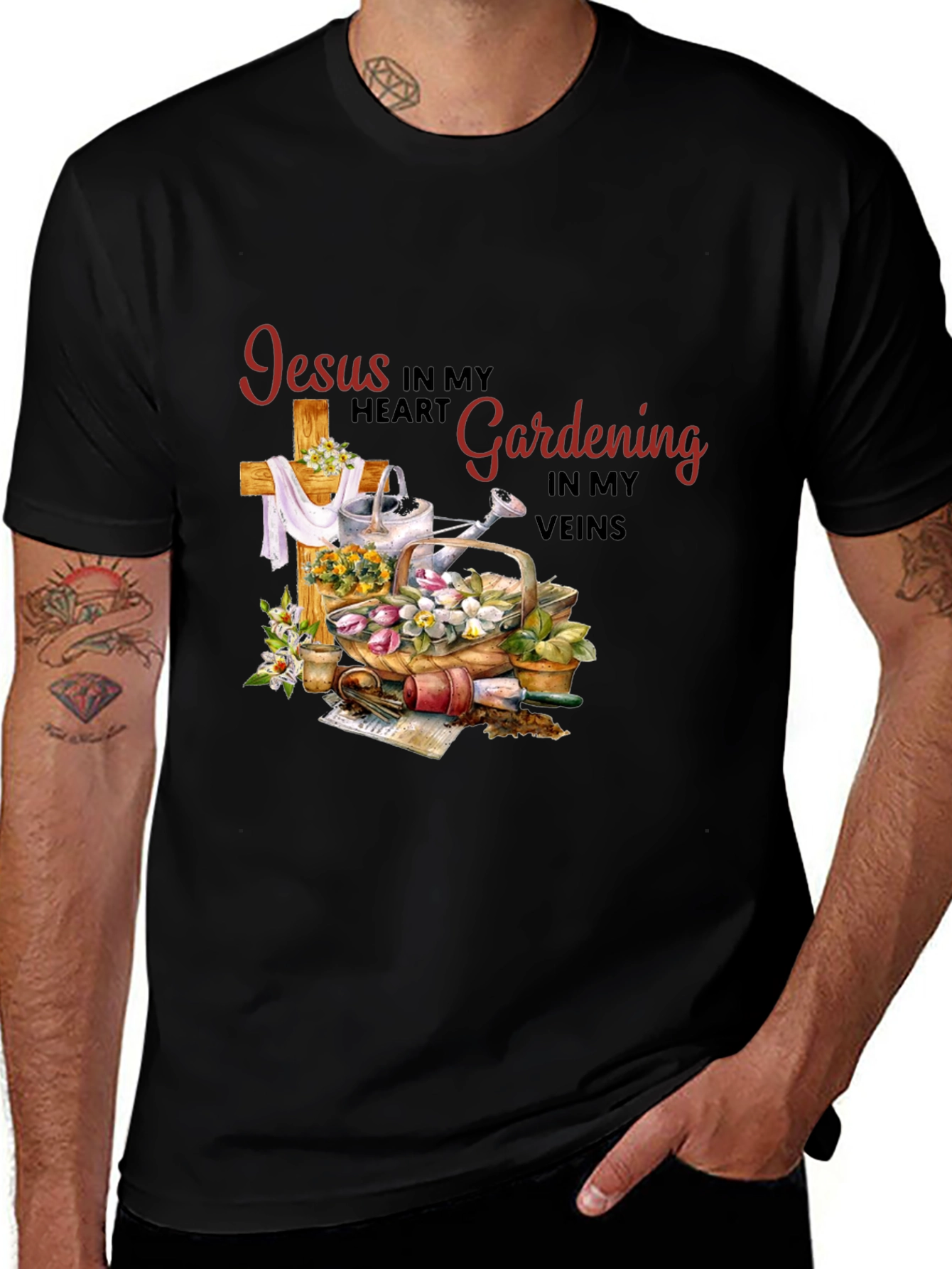 Jesus in My Heart Gardening in My Veins T-Shirt