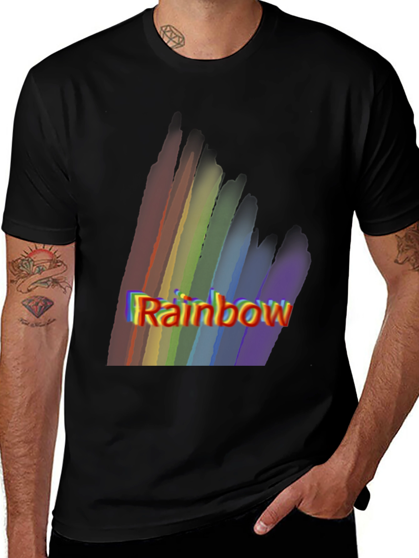Variant 8 of Rainbow Graphic Print Black T-Shirt