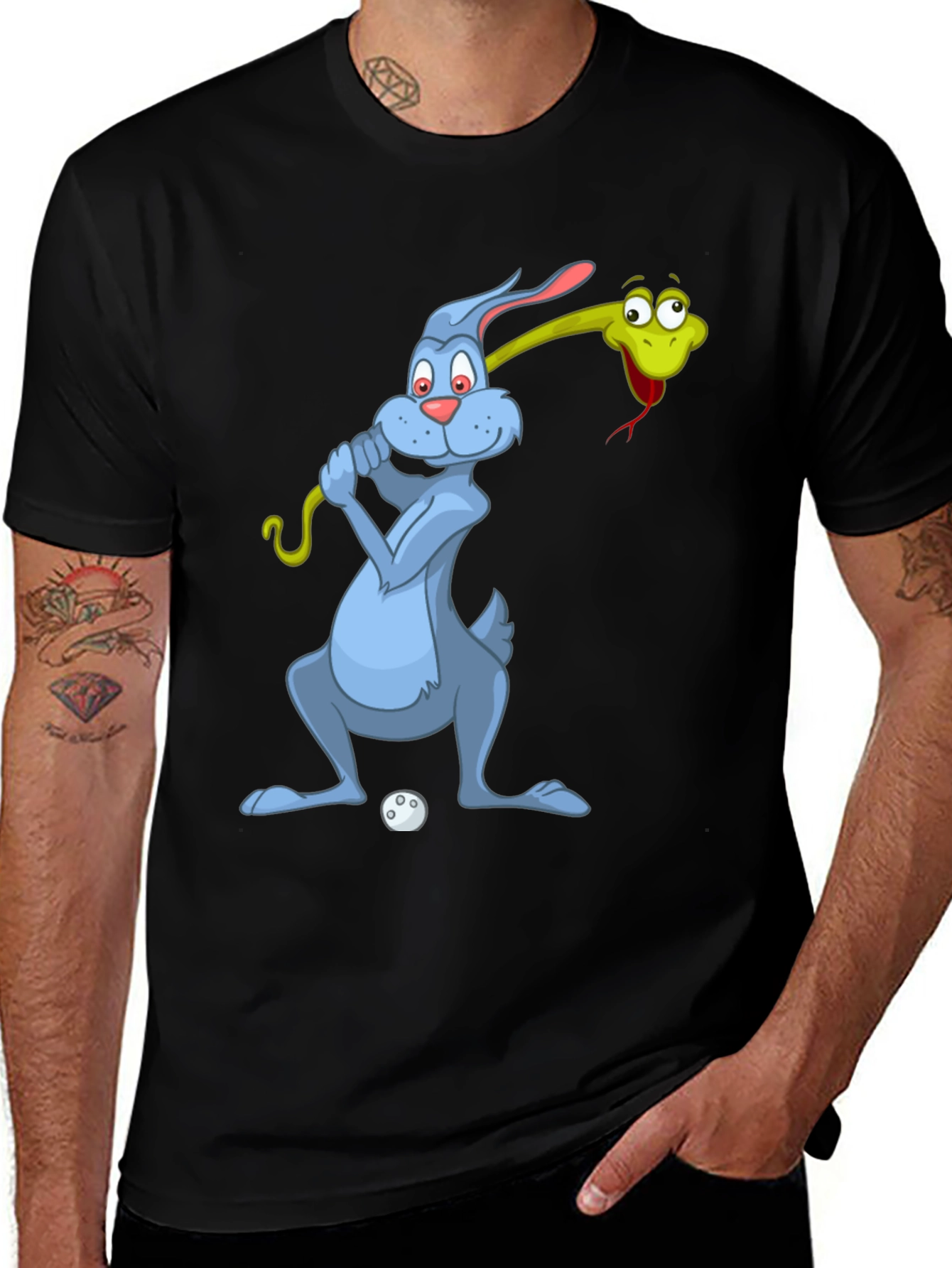 Variant 8 of Golfing Rabbit & Snake Tee