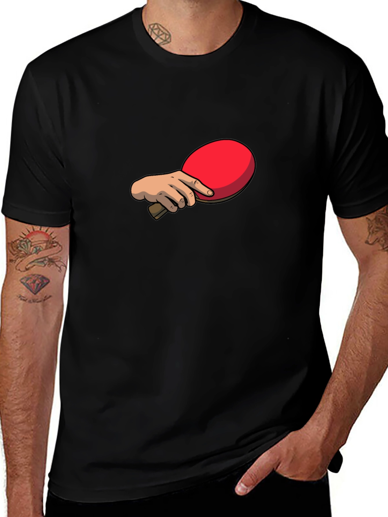 Variant 11 of Ping Pong Paddle Graphic Tee - Black Cotton T-Shirt