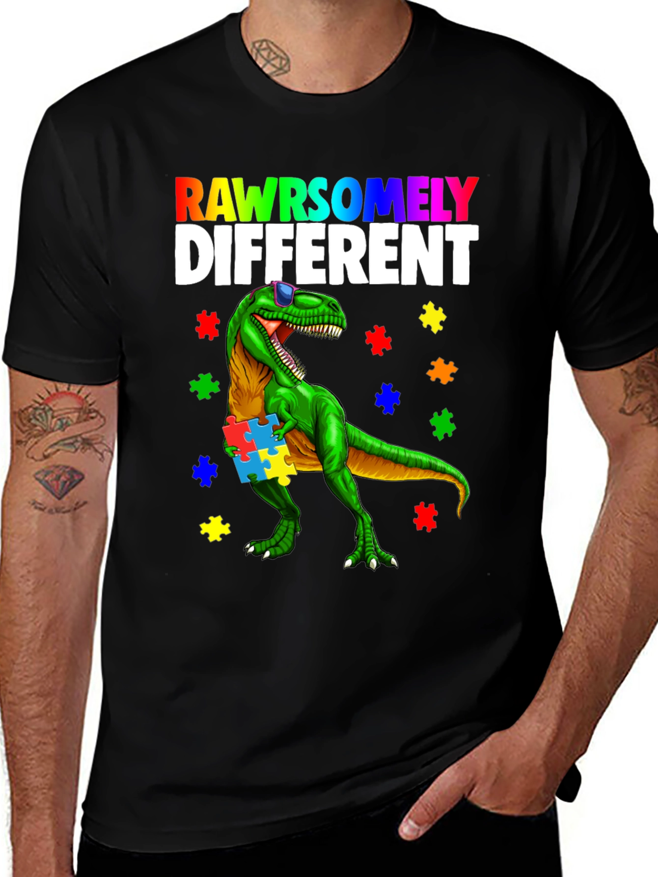 Rawsomely Different Dinosaur Autism Awareness T-Shirt