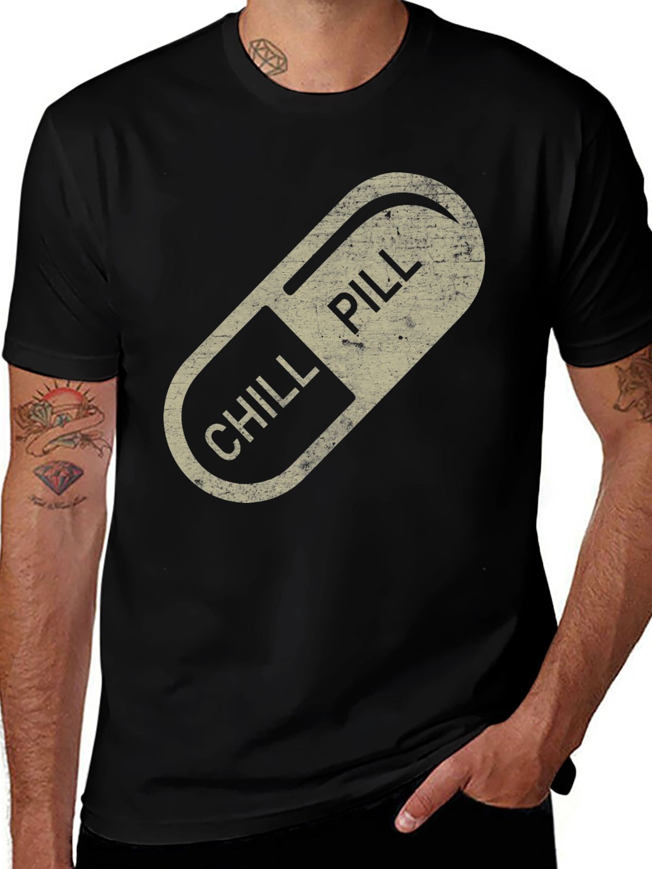 Black Chill Pill Graphic Tee - Relaxed Vibe main image
