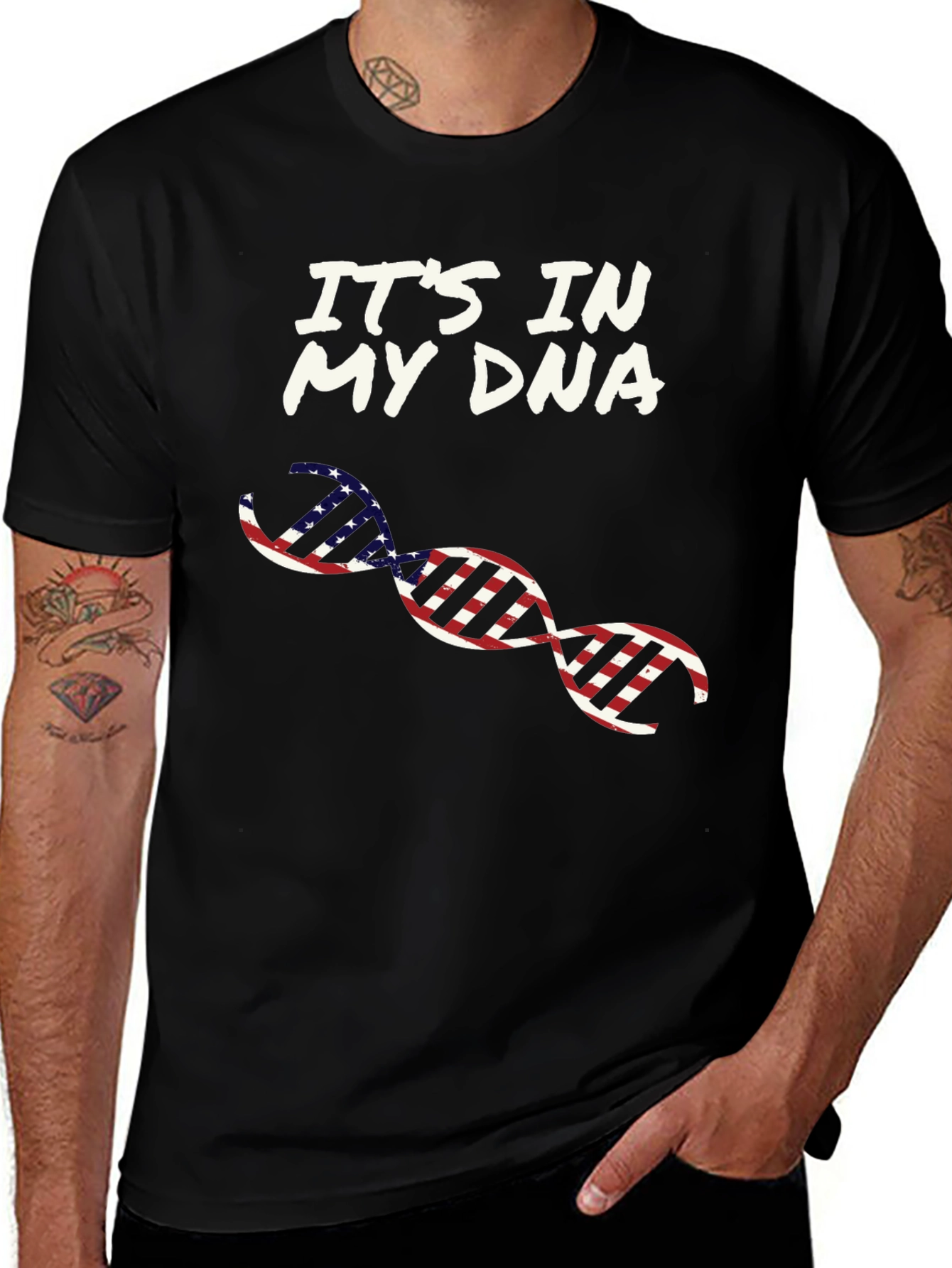 Variant 7 of Patriotic DNA T-Shirt - American Pride Tee