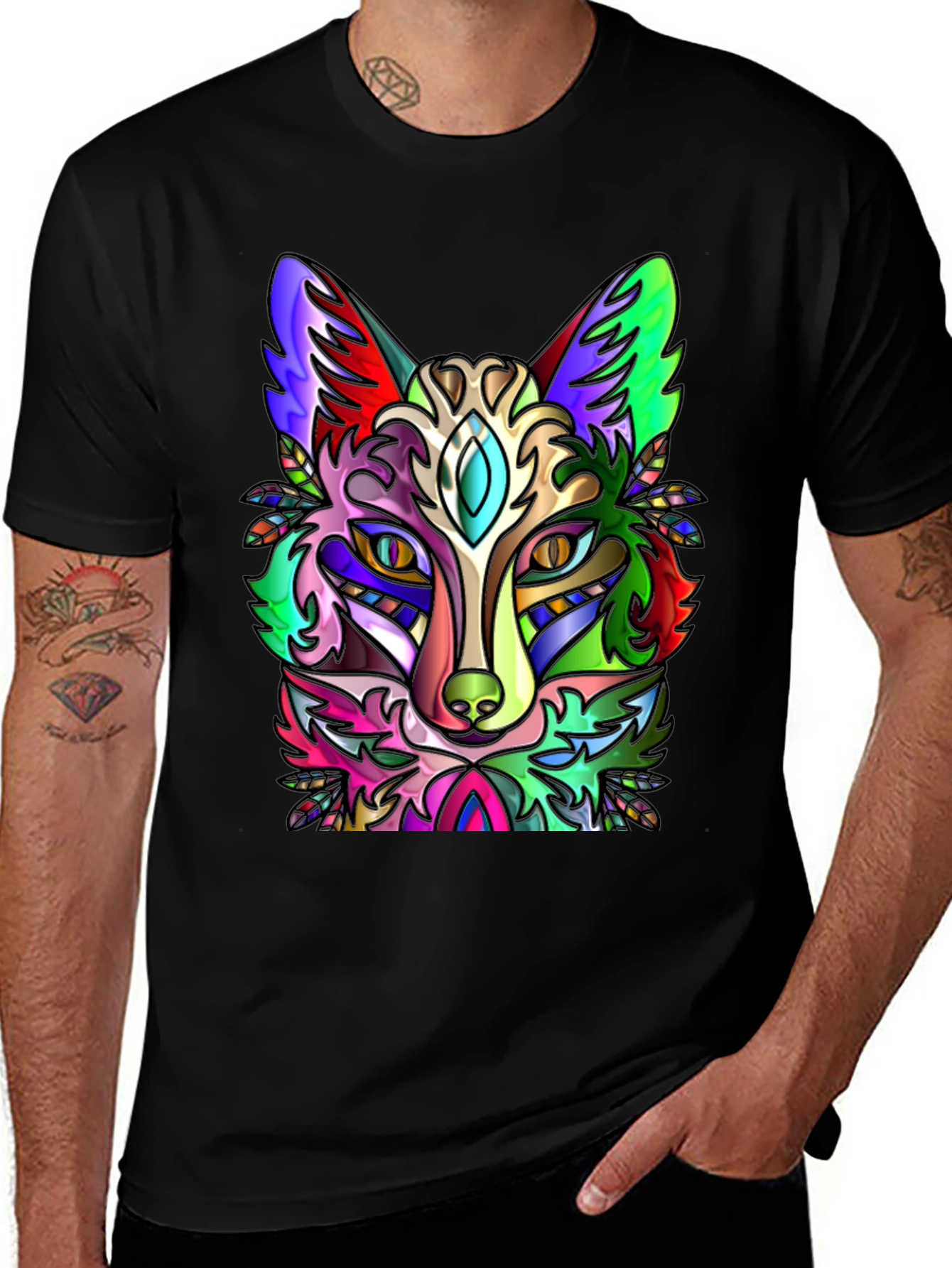 Variant 26 of Vibrant Fox Graphic T-Shirt - Unique Colorful Design