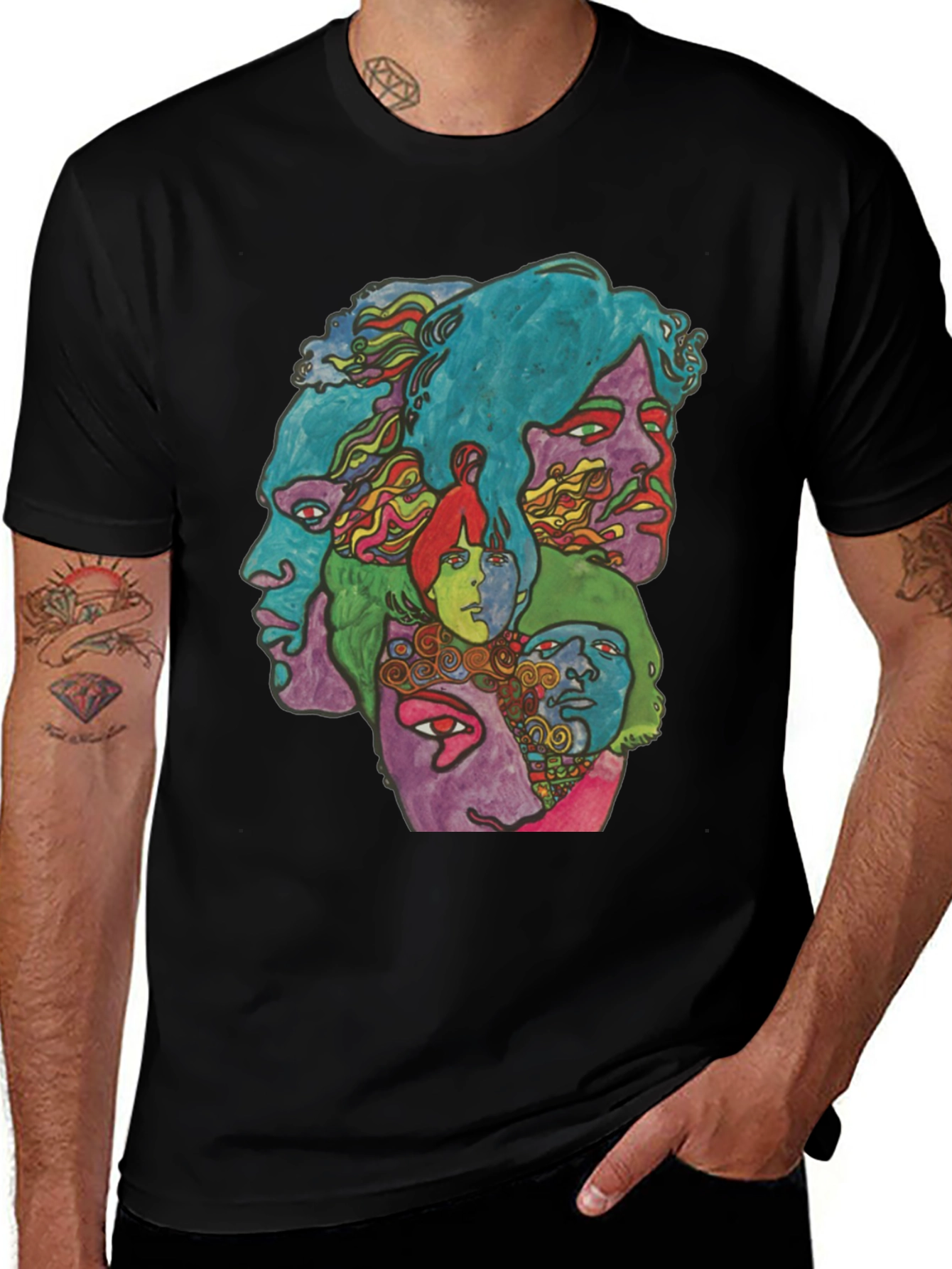 Variant 28 of Abstract Faces Graphic Tee - Artistic Expression