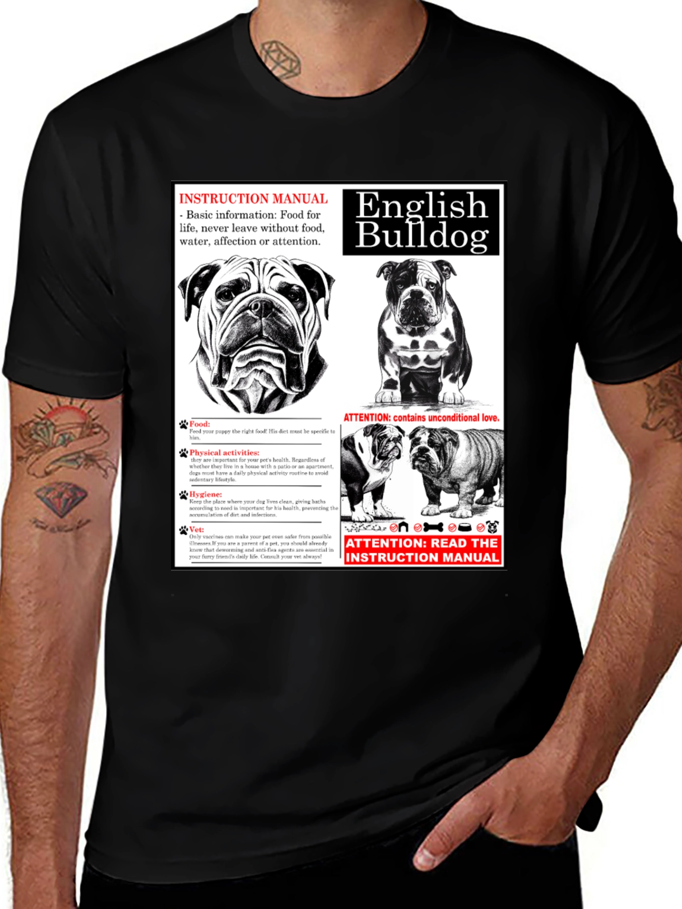 English Bulldog Instruction Manual T-Shirt