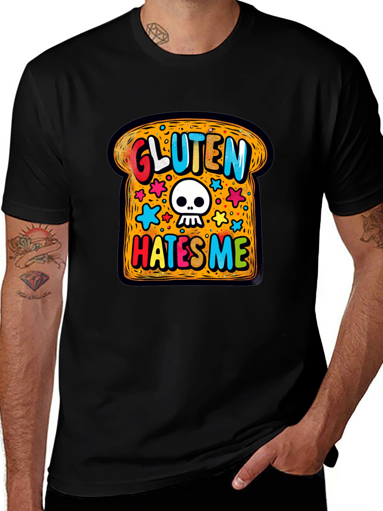 Variant 16 of Gluten Hates Me T-Shirt - Novelty Graphic Tee