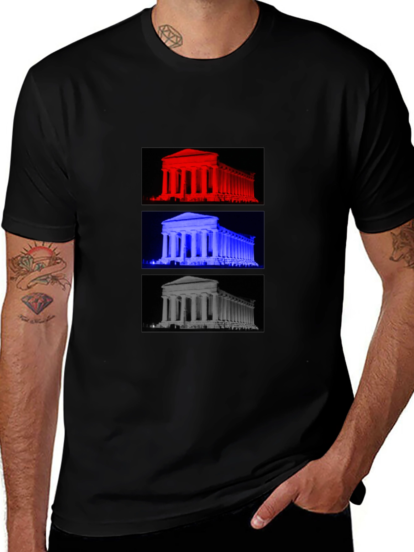 Parthenon T-Shirt: Red, White & Blue Architecture Tee