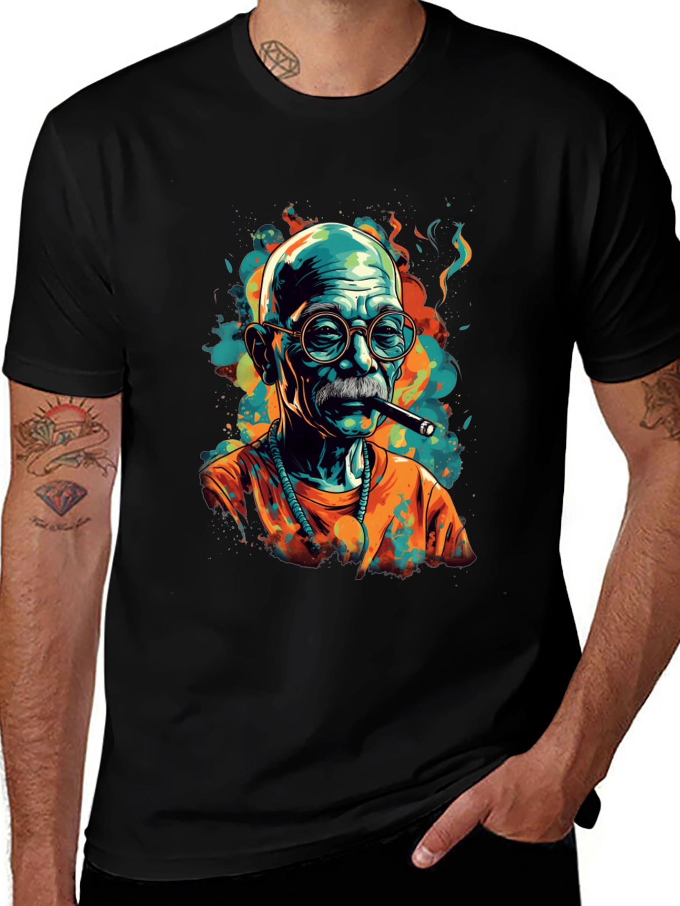 Variant 2 of Cigar Smoker Graphic Tee - Unique Style