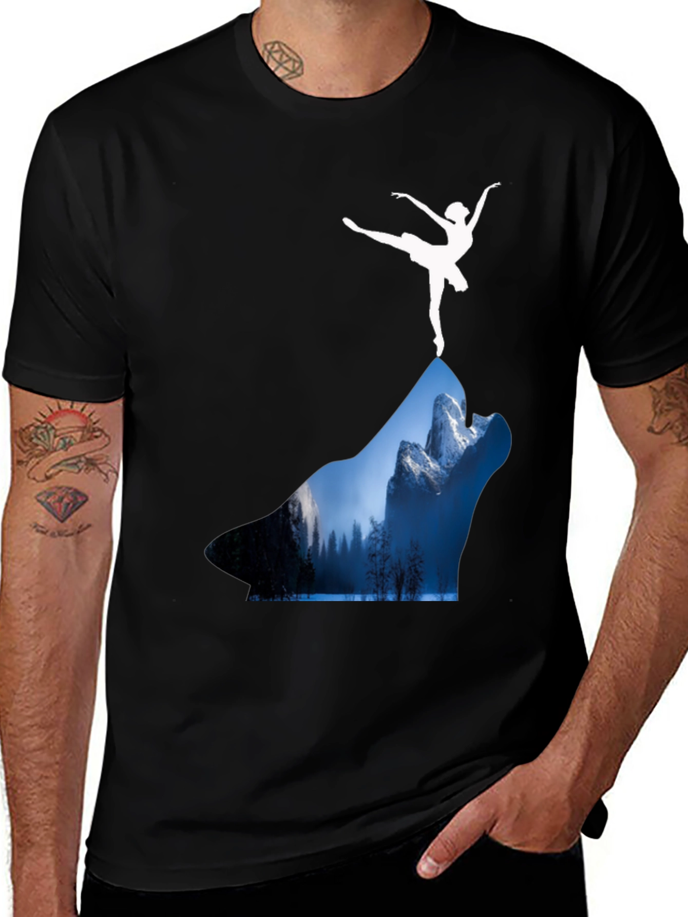 Variant 16 of Wolf Landscape T-Shirt - Ballerina Design
