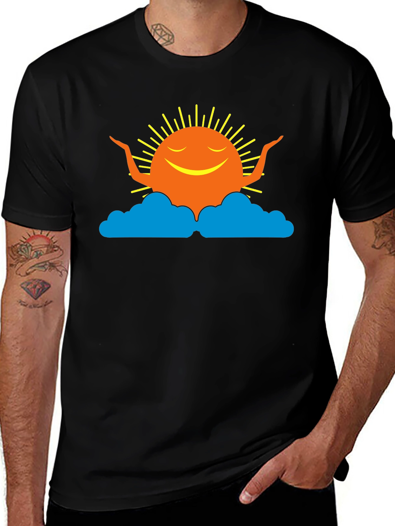 Variant 28 of Smiling Sun Cloud Black T-Shirt
