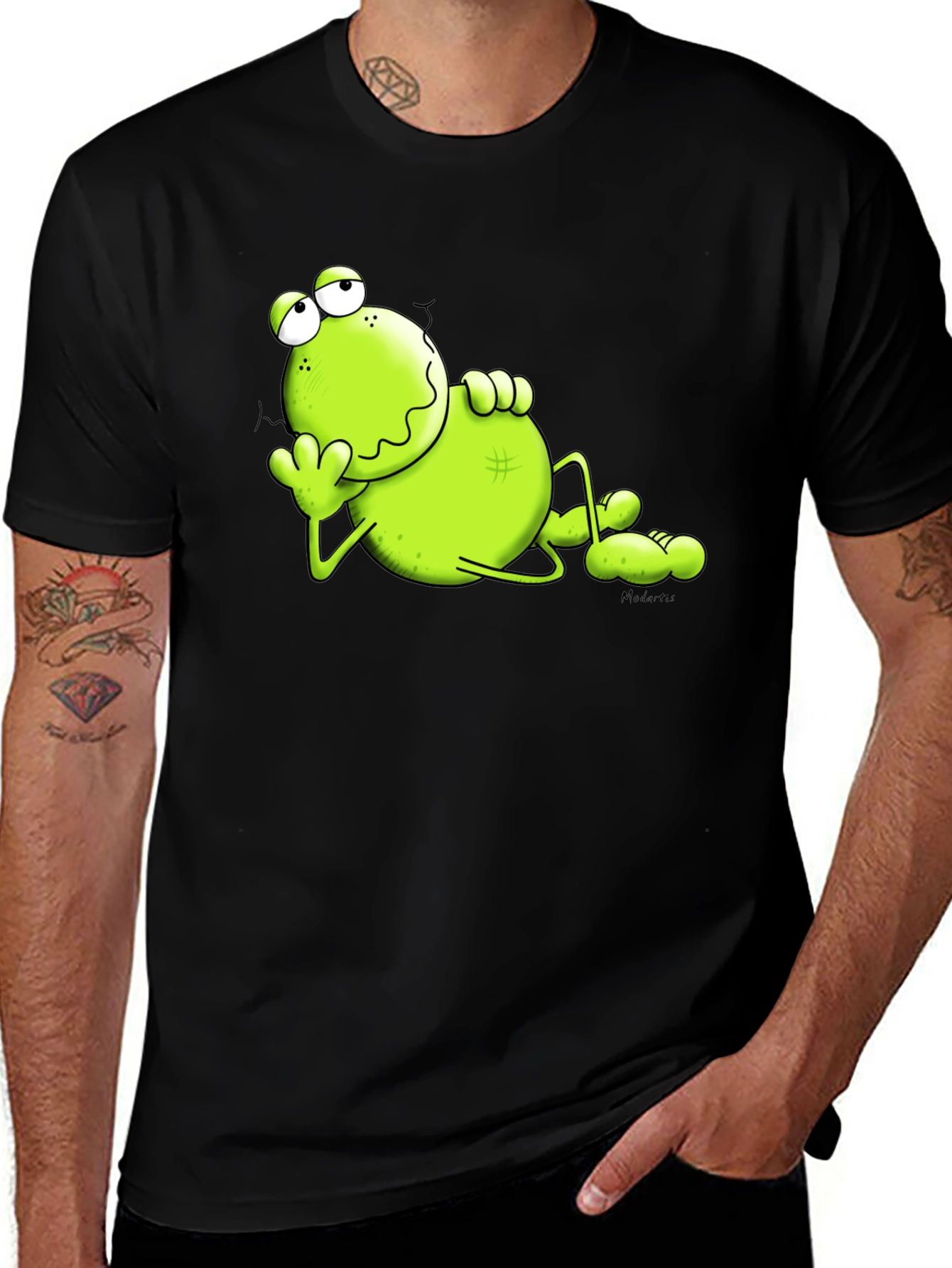 Variant 17 of Lazy Frog Graphic Tee - Comfy Black T-Shirt