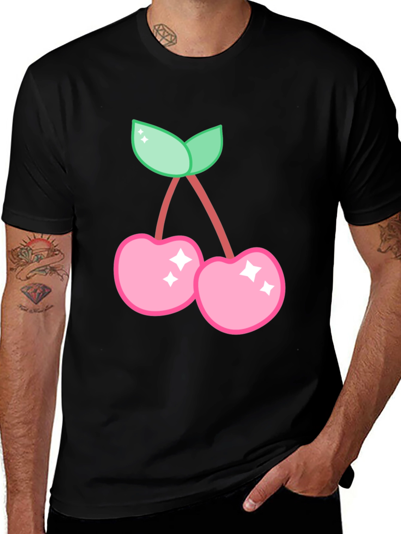 Variant 27 of Cute Cherry Graphic Black T-Shirt
