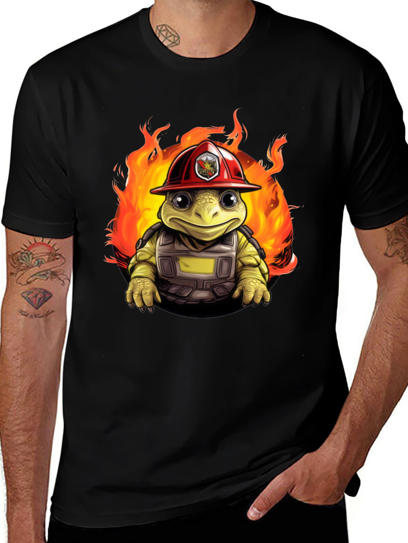 Variant 27 of Firefighter Turtle Graphic T-Shirt