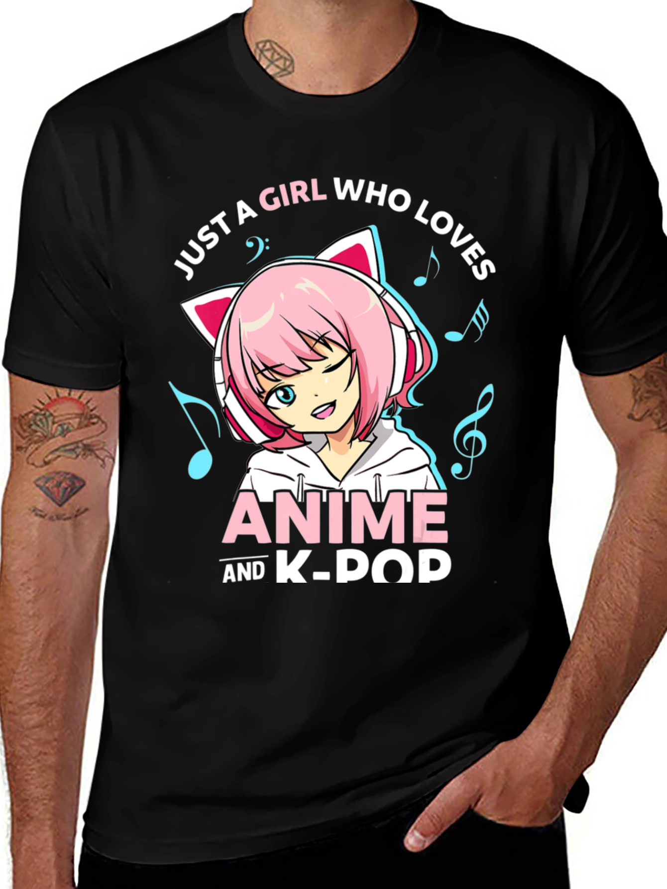Variant 22 of Anime & K-Pop Girl Black Graphic Tee