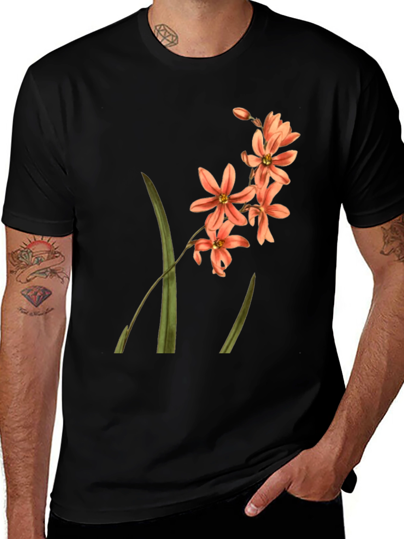 Variant 22 of Floral Print Black T-Shirt
