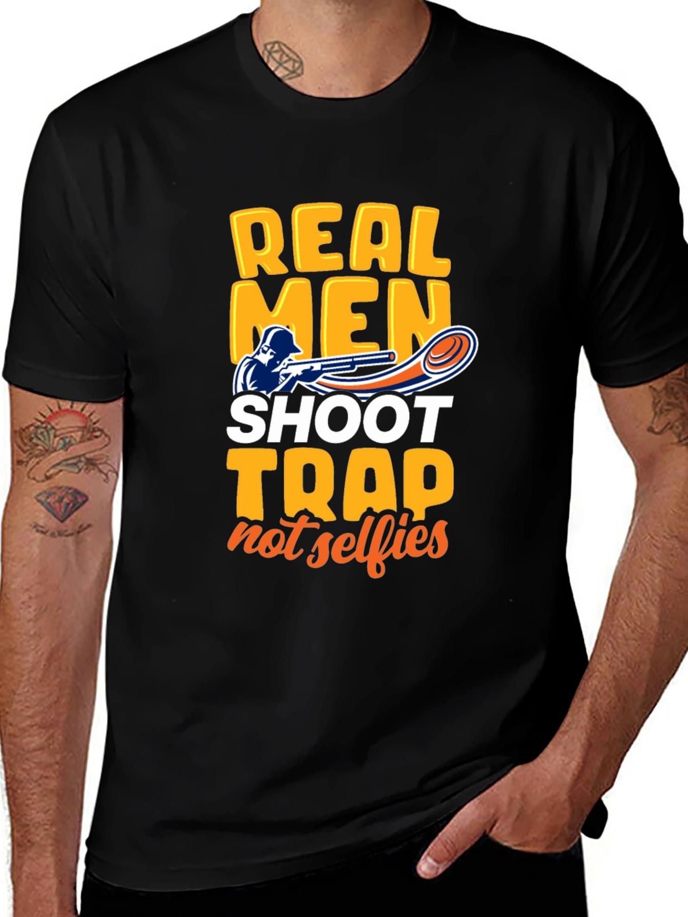 Variant 26 of Real Men Shoot Trap T-Shirt - Clay Target Shooting Tee
