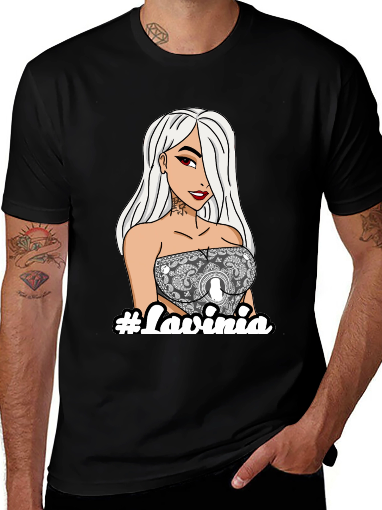 Variant 27 of Trendy Graphic Tee - Lavinia Cartoon Girl Black T-Shirt